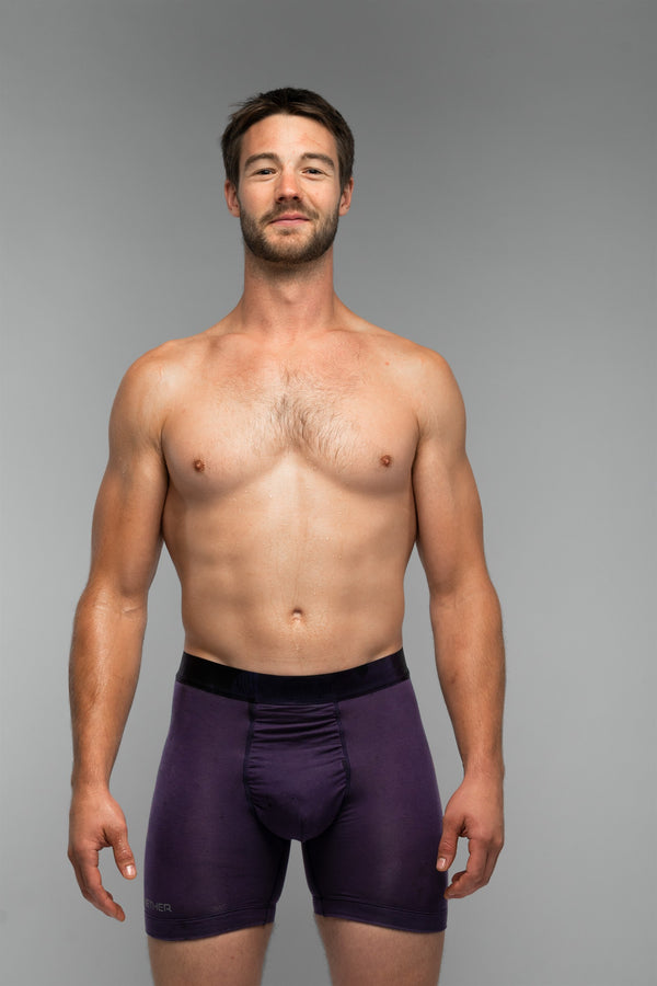 [Storm] Nether Roam Boxer Brief in dark purple, front view on model